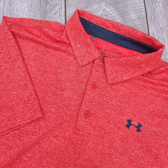 Under Armour Shirt Mens XXL Red The Playoff Heathered Golf Polo Short Sleeve Top - Picture 1 of 8
